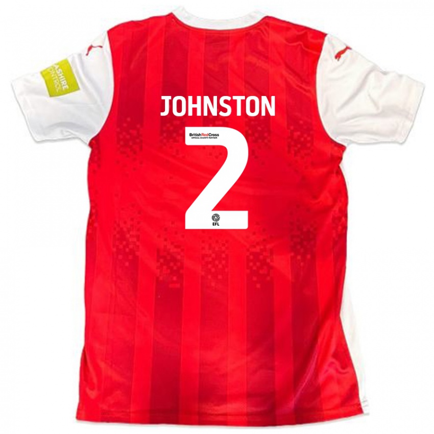 Niño Camiseta Carl Johnston #2 Rojo Blanco 1ª Equipación 2024/25 La Camisa