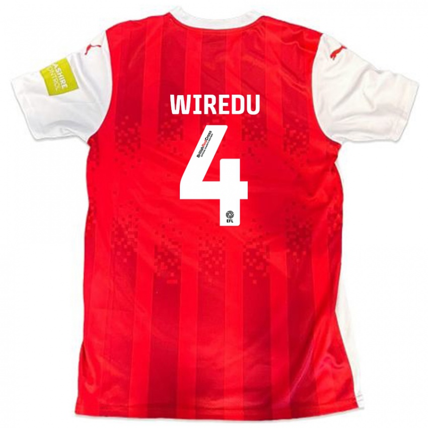 Niño Camiseta Brendan Wiredu #4 Rojo Blanco 1ª Equipación 2024/25 La Camisa