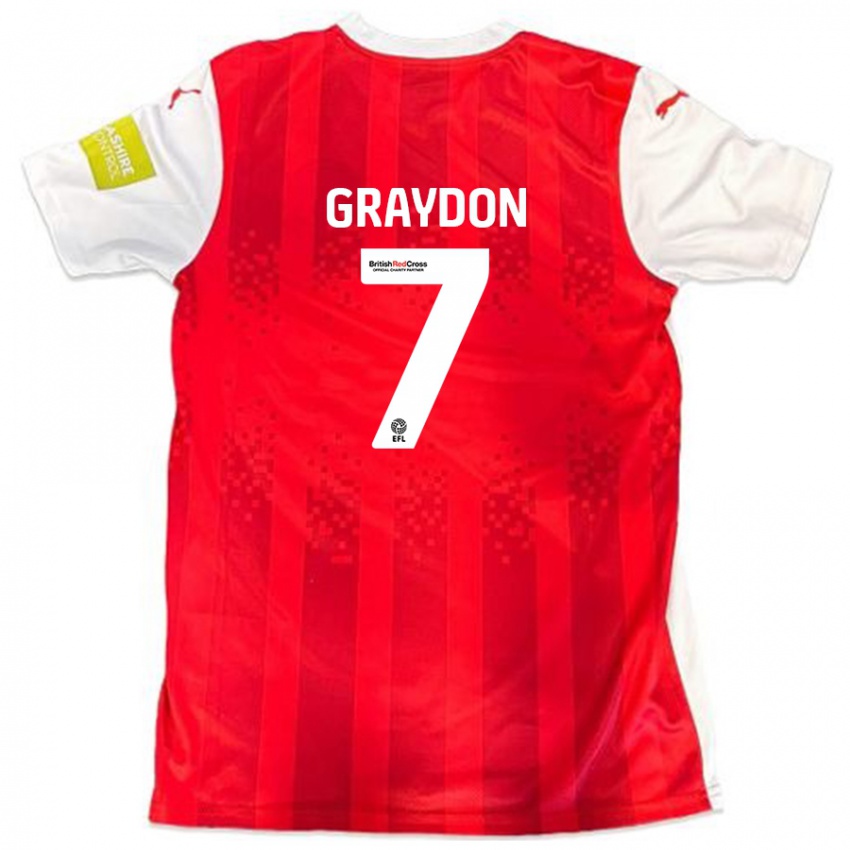 Niño Camiseta Ryan Graydon #7 Rojo Blanco 1ª Equipación 2024/25 La Camisa