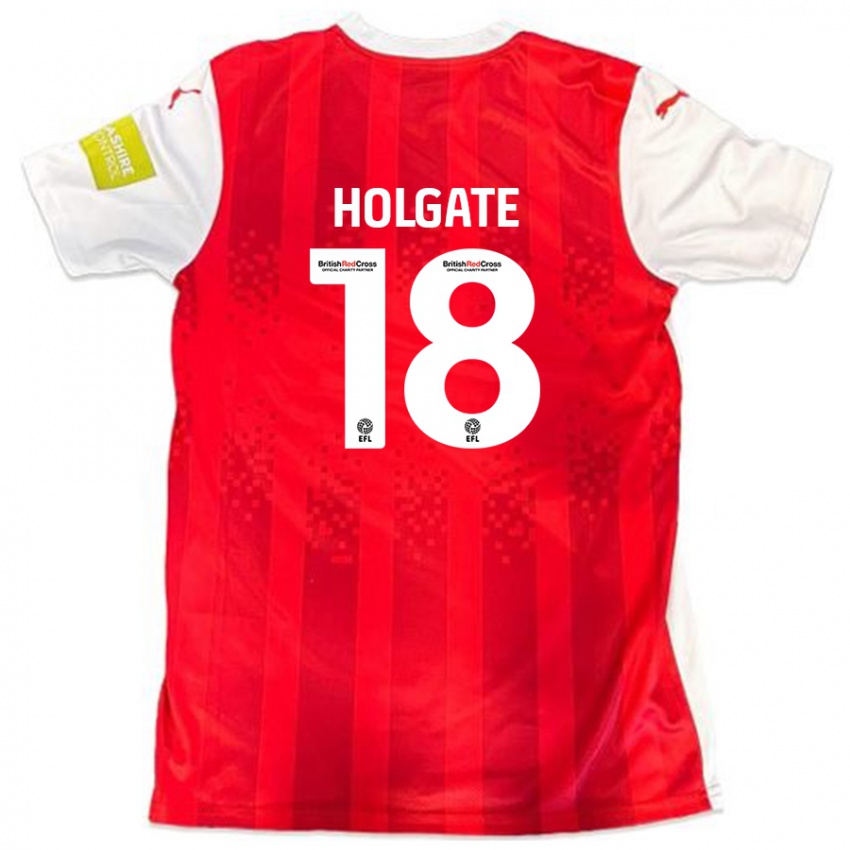 Niño Camiseta Harrison Holgate #18 Rojo Blanco 1ª Equipación 2024/25 La Camisa