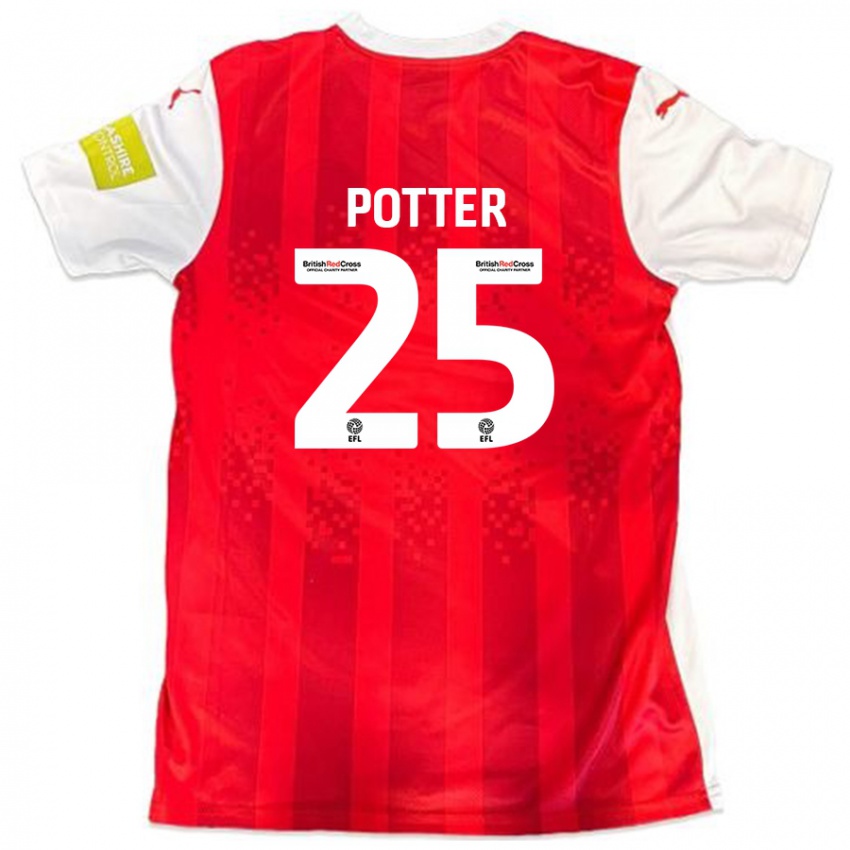 Niño Camiseta Finley Potter #25 Rojo Blanco 1ª Equipación 2024/25 La Camisa