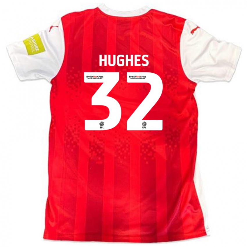 Niño Camiseta Kayden Hughes #32 Rojo Blanco 1ª Equipación 2024/25 La Camisa