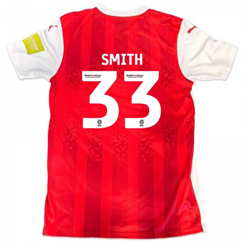 Niño Camiseta Pele Smith #33 Rojo Blanco 1ª Equipación 2024/25 La Camisa