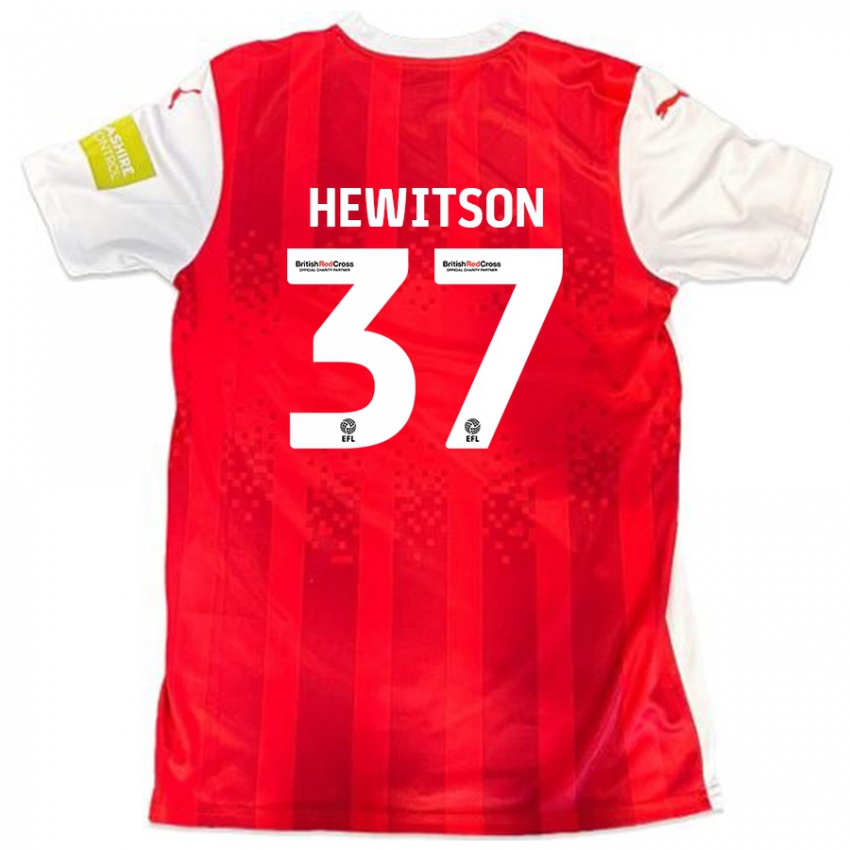 Niño Camiseta Luke Hewitson #37 Rojo Blanco 1ª Equipación 2024/25 La Camisa