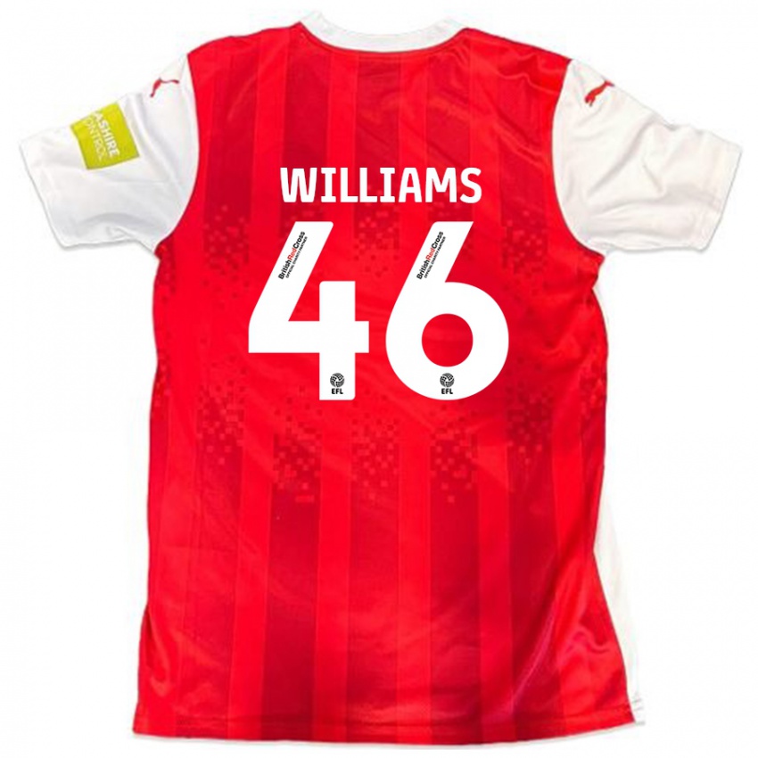 Niño Camiseta Theo Williams #46 Rojo Blanco 1ª Equipación 2024/25 La Camisa