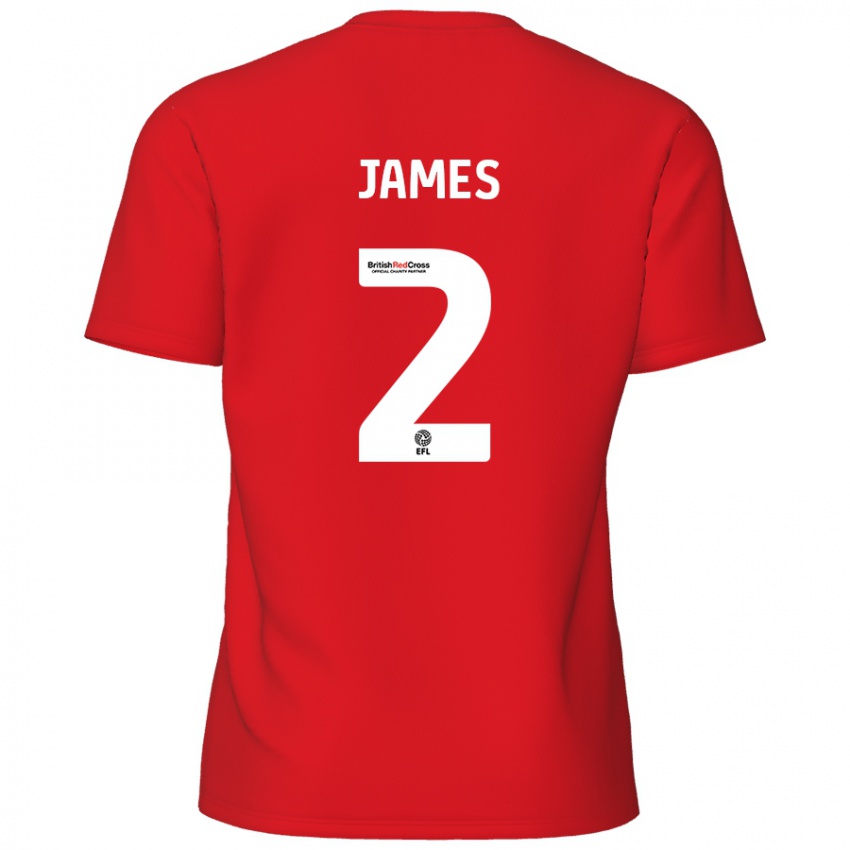 Niño Camiseta Tom James #2 Rojo 1ª Equipación 2024/25 La Camisa