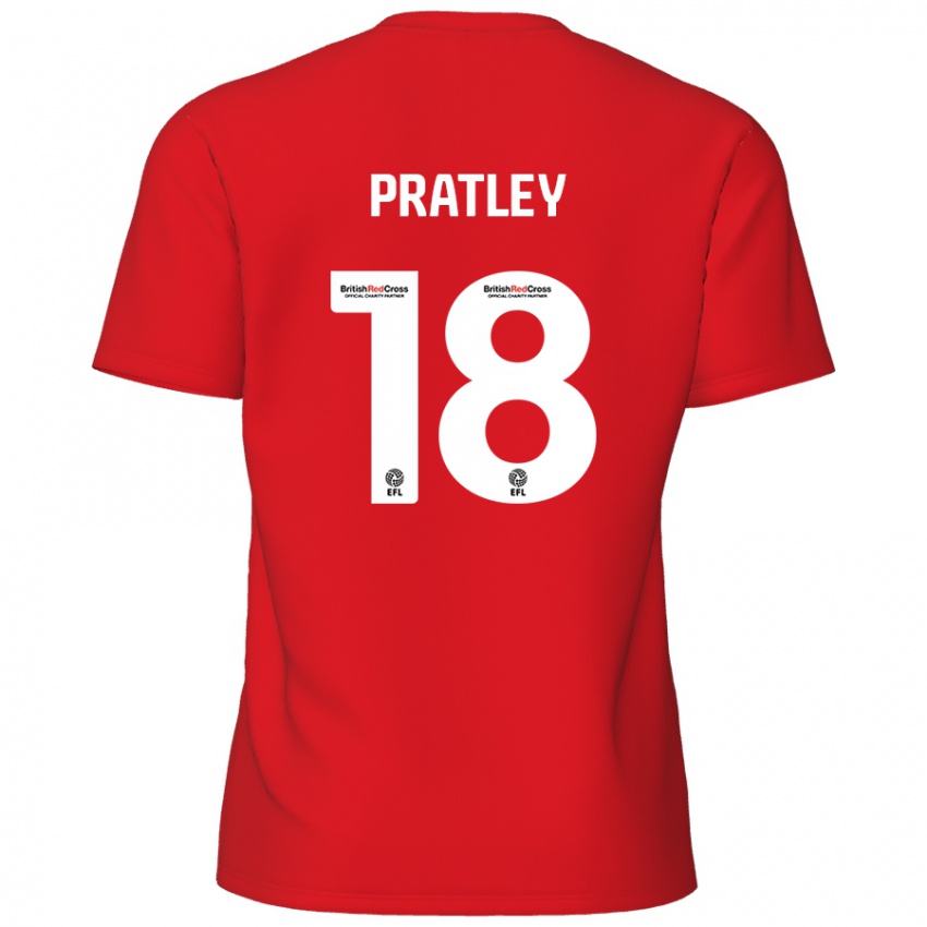 Niño Camiseta Darren Pratley #18 Rojo 1ª Equipación 2024/25 La Camisa