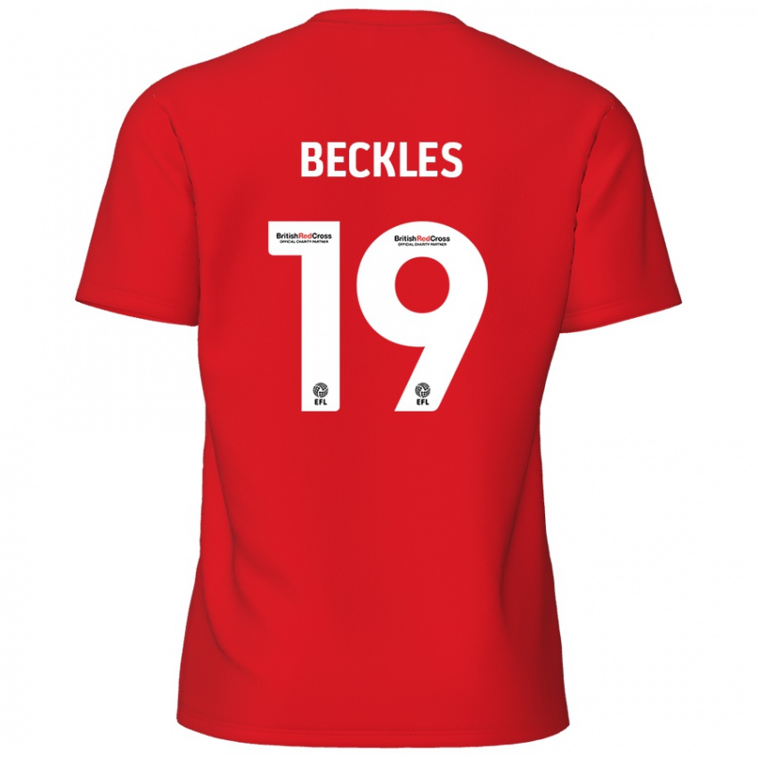 Niño Camiseta Omar Beckles #19 Rojo 1ª Equipación 2024/25 La Camisa