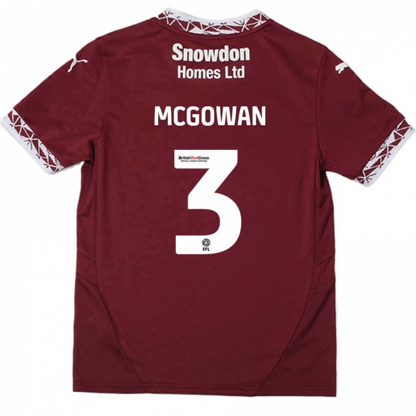 Niño Camiseta Aaron Mcgowan #3 Borgoña 1ª Equipación 2024/25 La Camisa