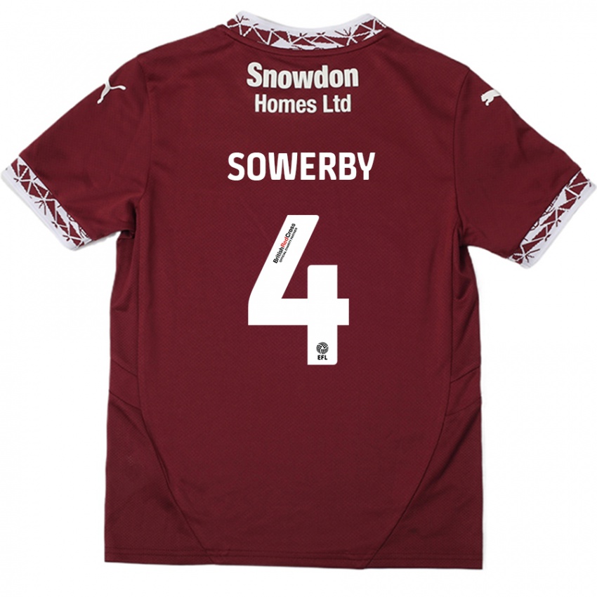 Niño Camiseta Jack Sowerby #4 Borgoña 1ª Equipación 2024/25 La Camisa