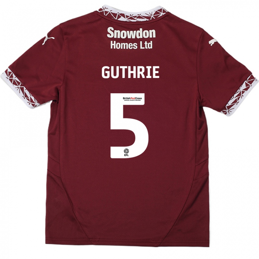 Niño Camiseta Jon Guthrie #5 Borgoña 1ª Equipación 2024/25 La Camisa