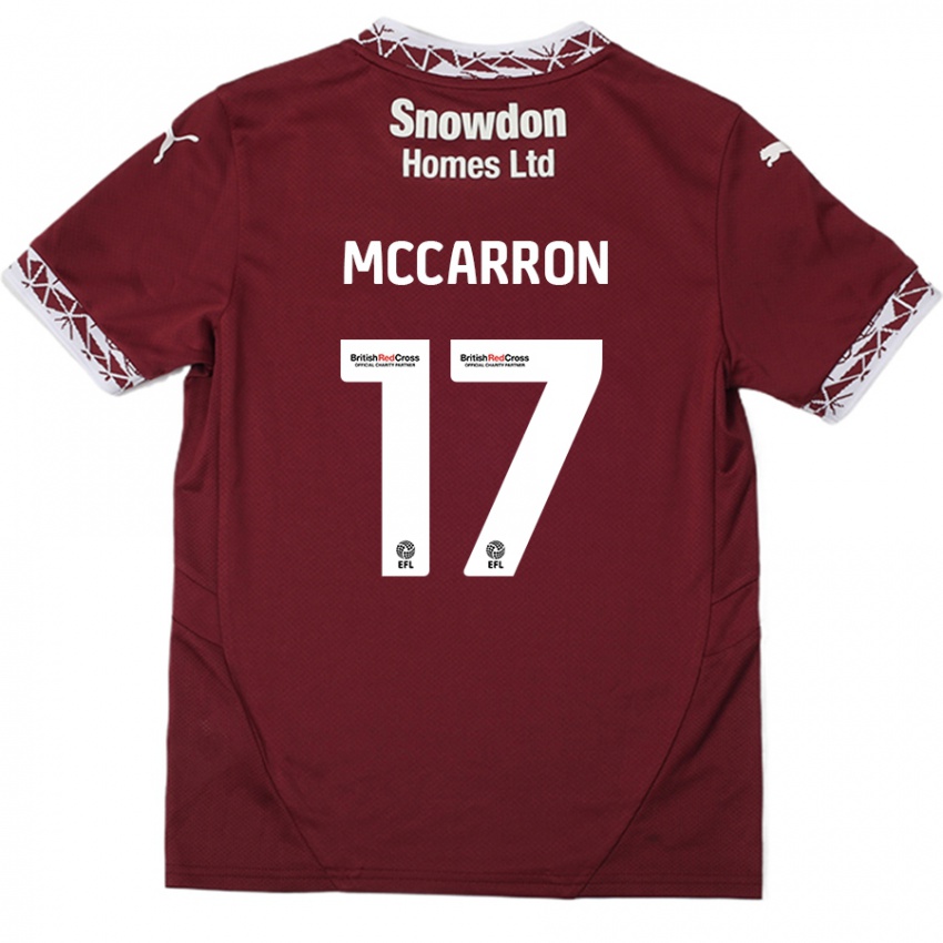 Niño Camiseta Liam Mccarron #17 Borgoña 1ª Equipación 2024/25 La Camisa