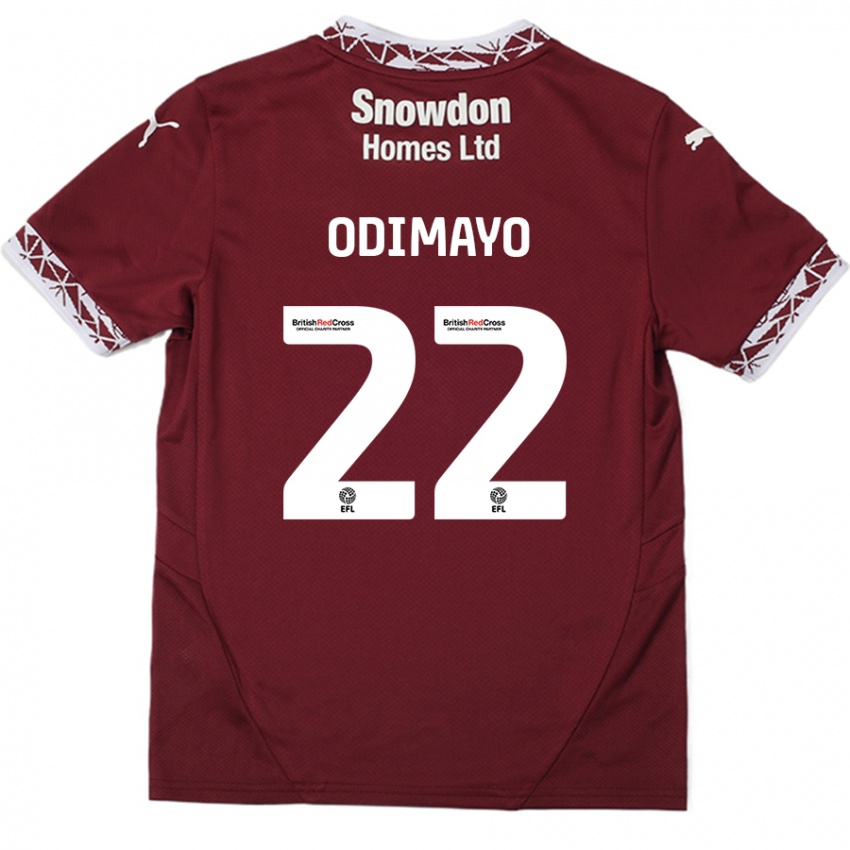 Niño Camiseta Akin Odimayo #22 Borgoña 1ª Equipación 2024/25 La Camisa