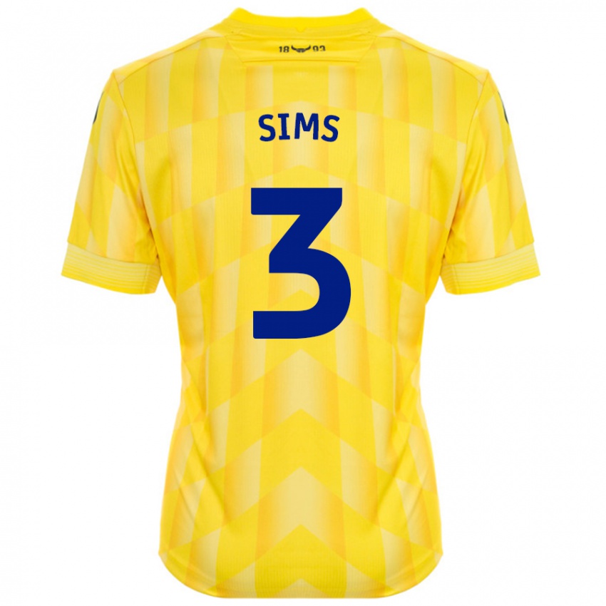 Niño Camiseta Gemma Sims #3 Amarillo 1ª Equipación 2024/25 La Camisa