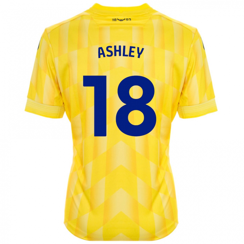 Niño Camiseta Alex Ashley #18 Amarillo 1ª Equipación 2024/25 La Camisa