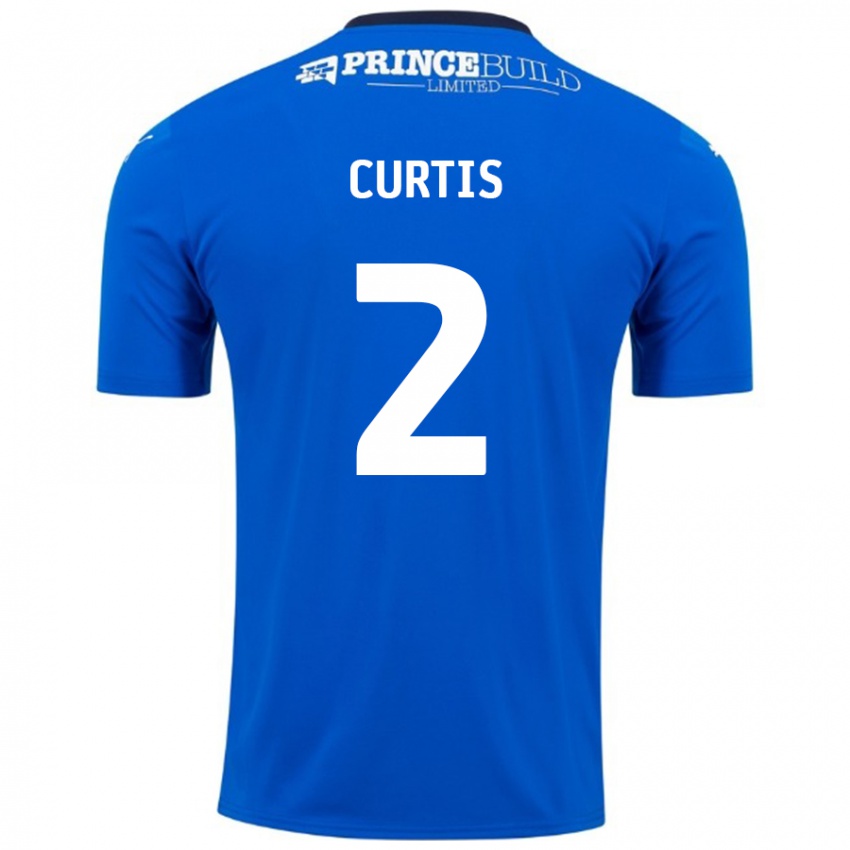 Niño Camiseta Sam Curtis #2 Azul Blanco 1ª Equipación 2024/25 La Camisa