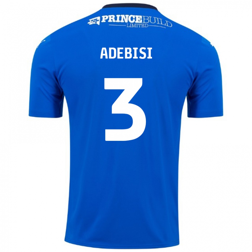 Niño Camiseta Rio Adebisi #3 Azul Blanco 1ª Equipación 2024/25 La Camisa