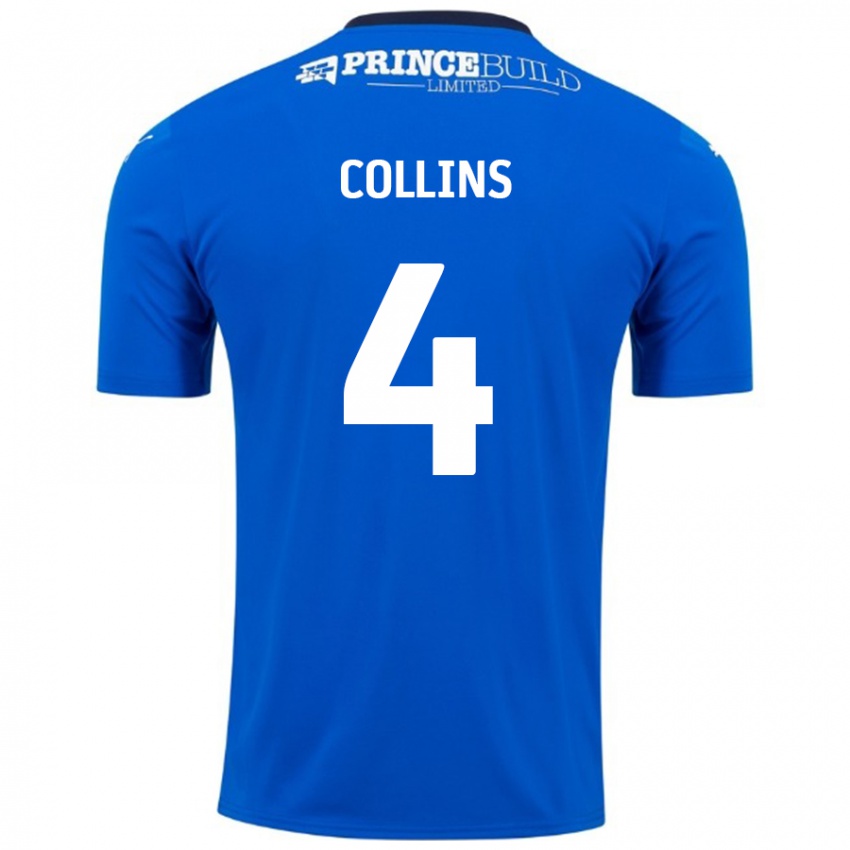 Niño Camiseta Archie Collins #4 Azul Blanco 1ª Equipación 2024/25 La Camisa