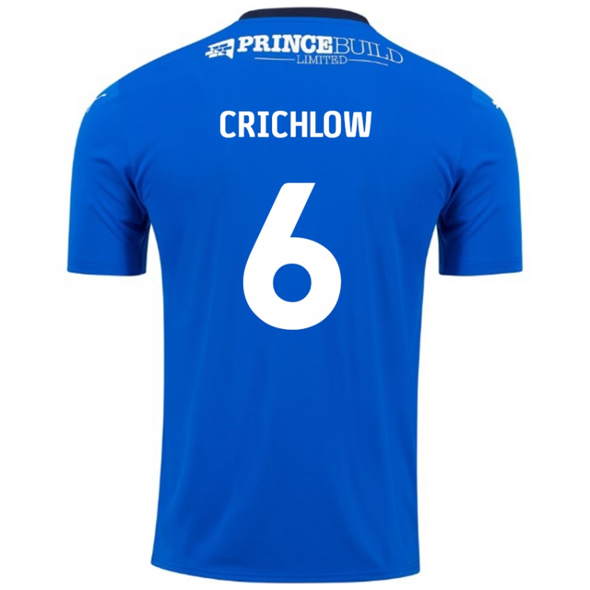 Niño Camiseta Romoney Crichlow #6 Azul Blanco 1ª Equipación 2024/25 La Camisa