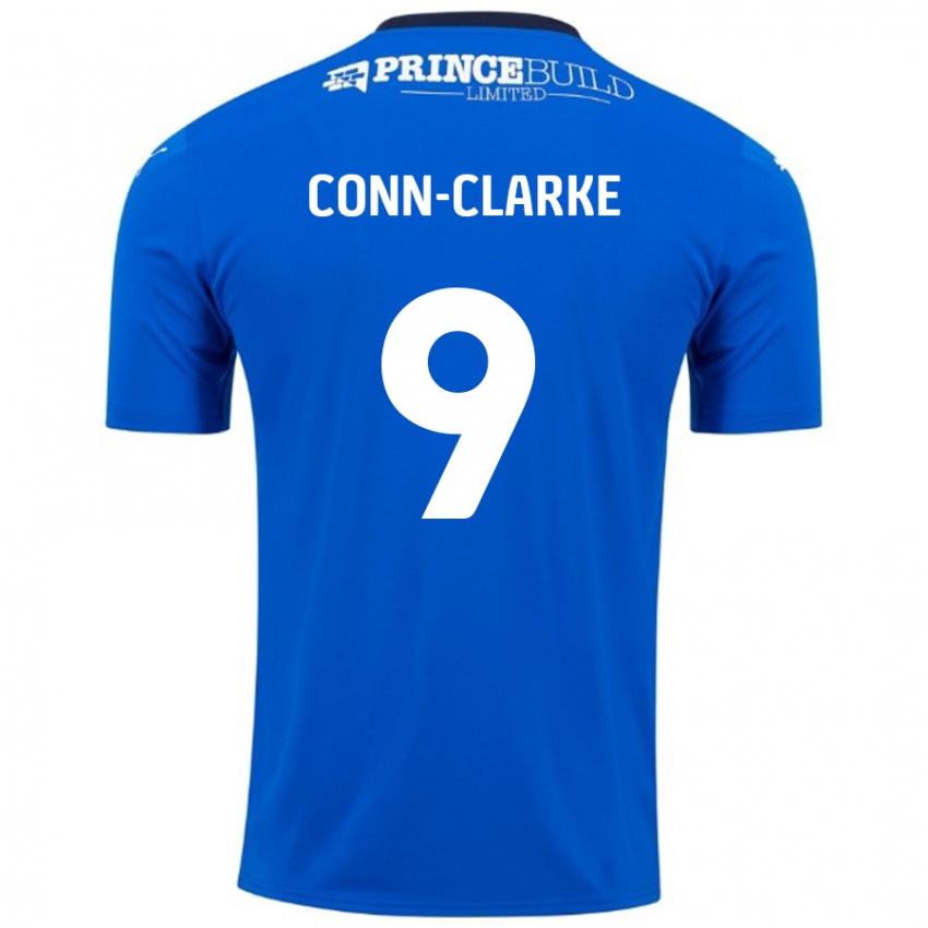 Niño Camiseta Chris Conn-Clarke #9 Azul Blanco 1ª Equipación 2024/25 La Camisa