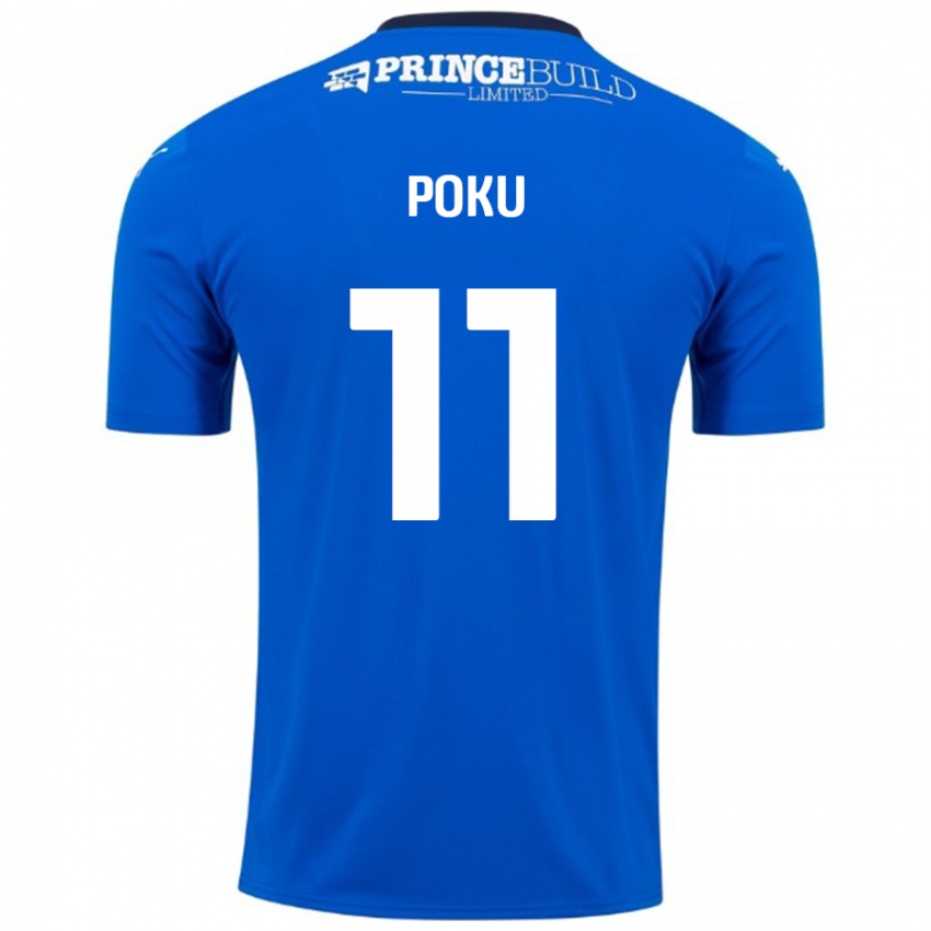 Niño Camiseta Kwame Poku #11 Azul Blanco 1ª Equipación 2024/25 La Camisa