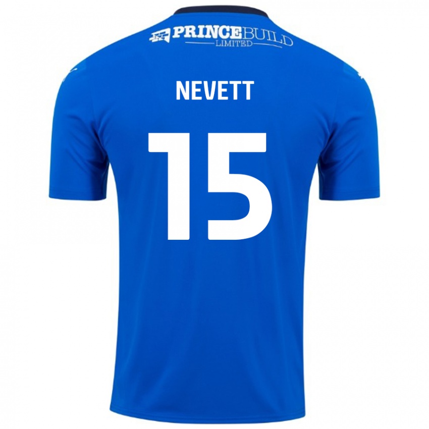 Niño Camiseta George Nevett #15 Azul Blanco 1ª Equipación 2024/25 La Camisa