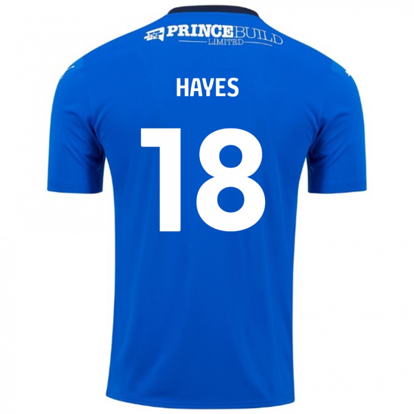 Niño Camiseta Cian Hayes #18 Azul Blanco 1ª Equipación 2024/25 La Camisa