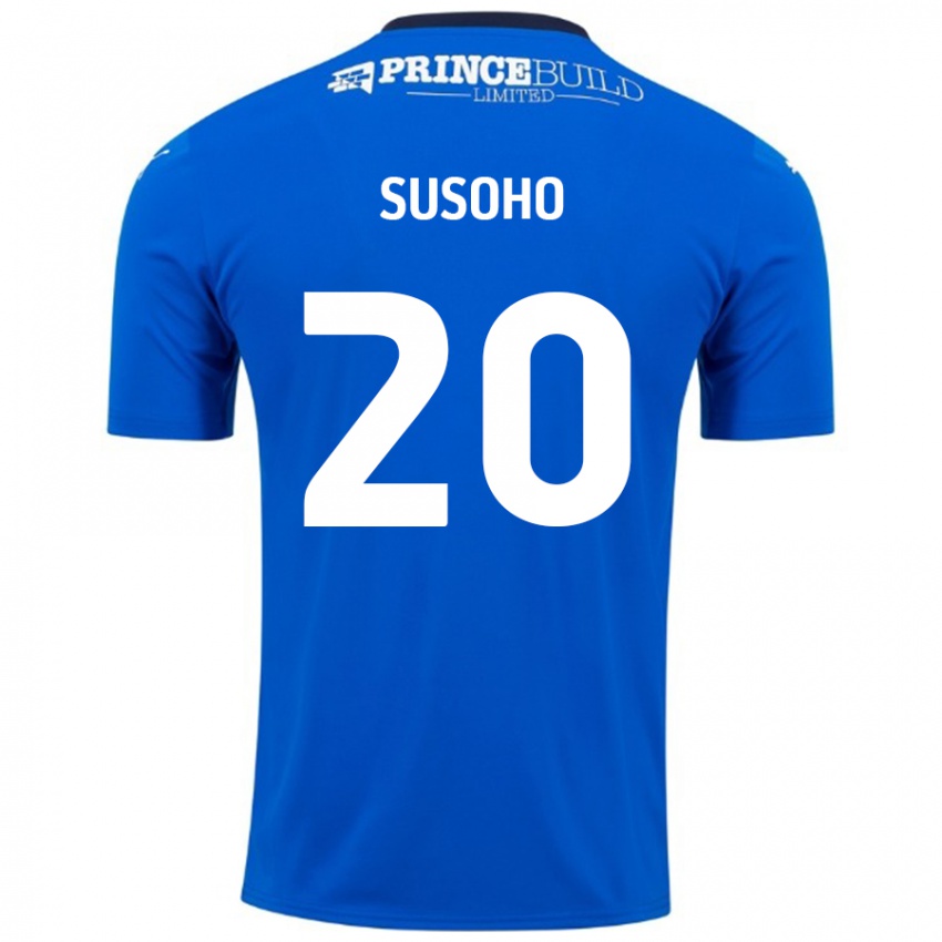 Niño Camiseta Mahamadou Susoho #20 Azul Blanco 1ª Equipación 2024/25 La Camisa