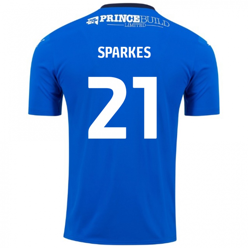 Niño Camiseta Jack Sparkes #21 Azul Blanco 1ª Equipación 2024/25 La Camisa