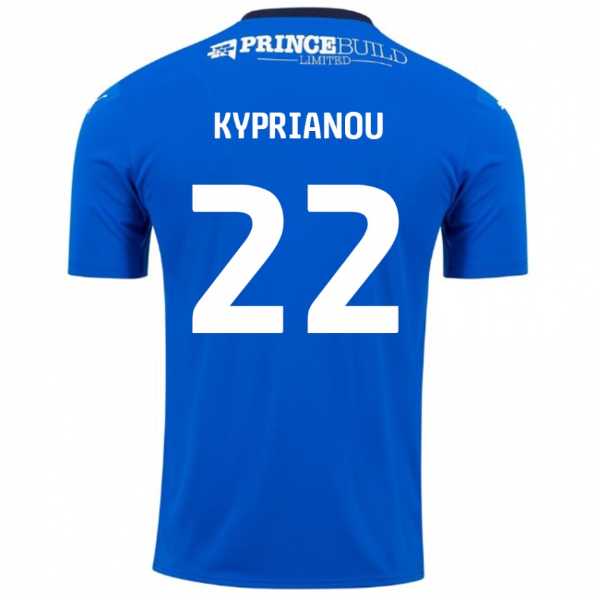 Niño Camiseta Hector Kyprianou #22 Azul Blanco 1ª Equipación 2024/25 La Camisa