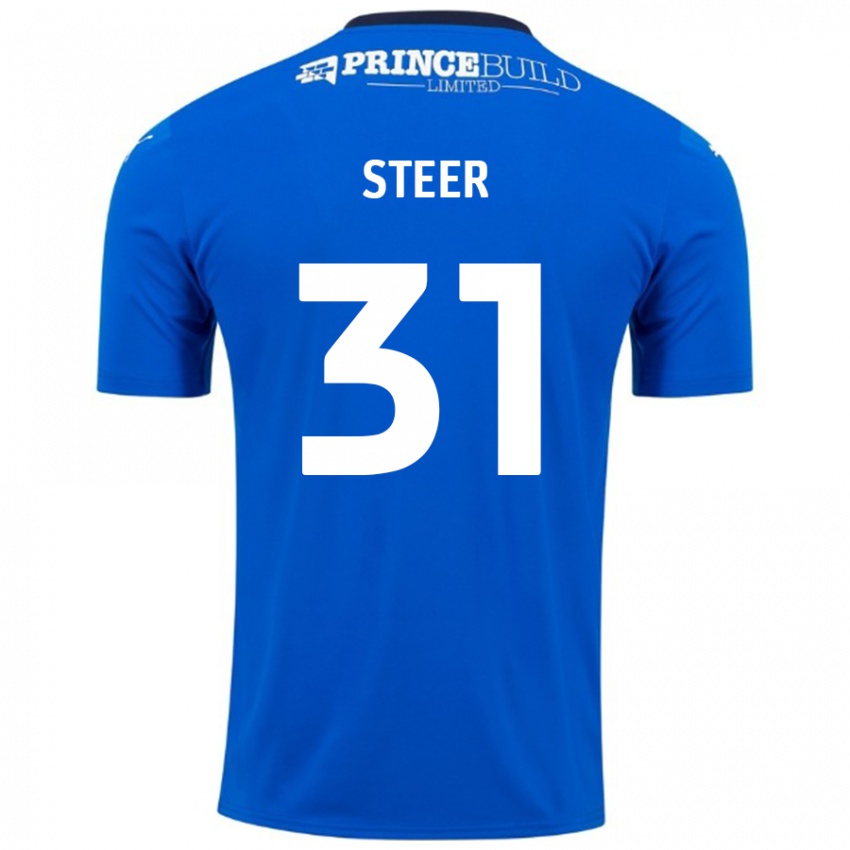 Niño Camiseta Jed Steer #31 Azul Blanco 1ª Equipación 2024/25 La Camisa