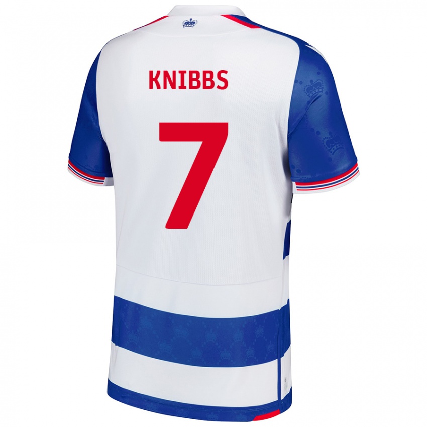 Niño Camiseta Harvey Knibbs #7 Azul Blanco 1ª Equipación 2024/25 La Camisa