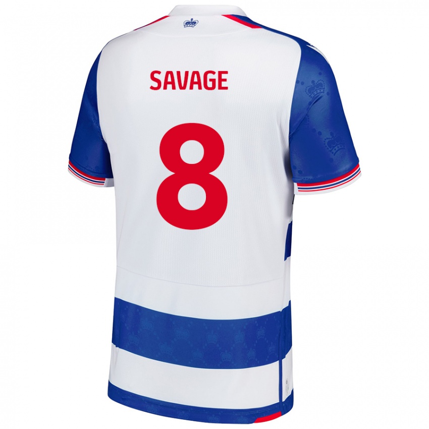 Niño Camiseta Charlie Savage #8 Azul Blanco 1ª Equipación 2024/25 La Camisa