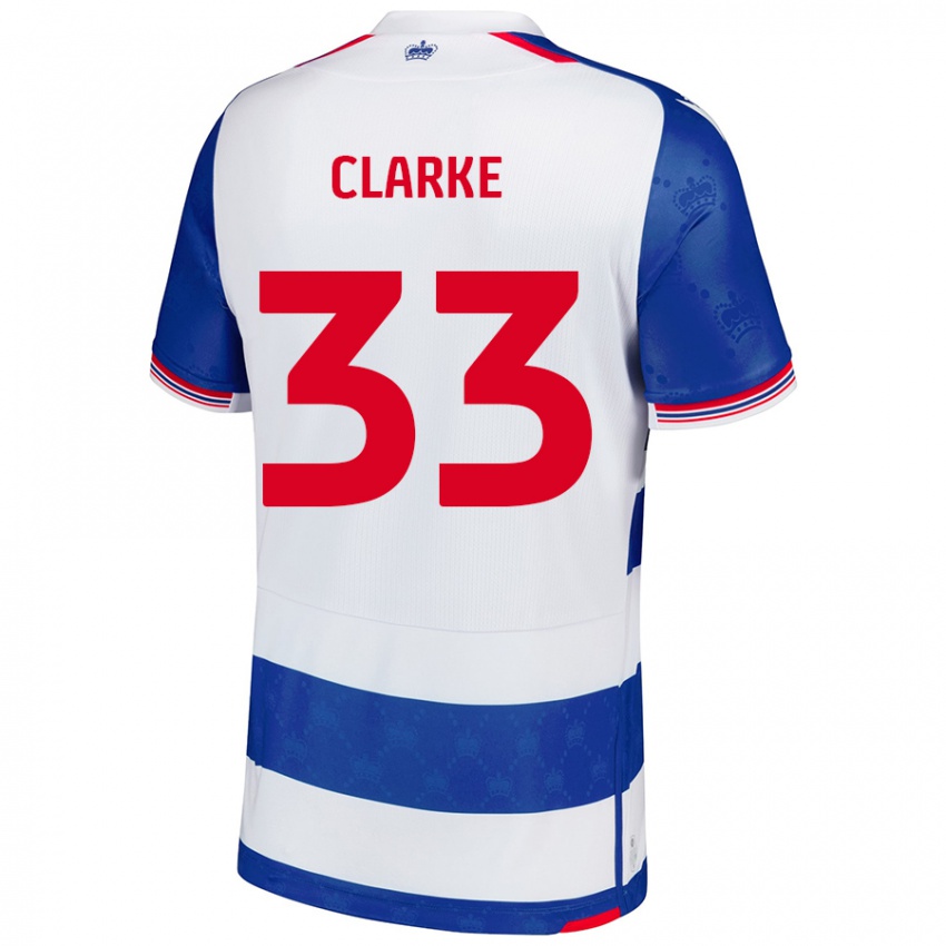 Niño Camiseta John Clarke #33 Azul Blanco 1ª Equipación 2024/25 La Camisa