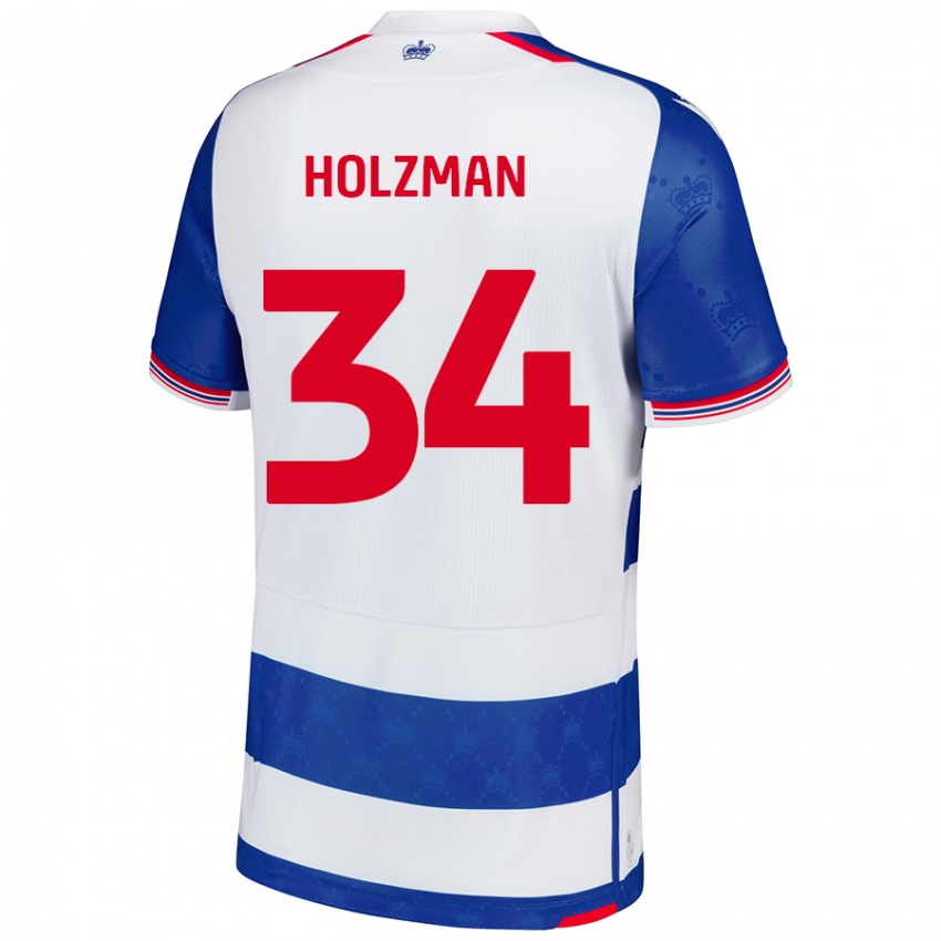 Niño Camiseta Louie Holzman #34 Azul Blanco 1ª Equipación 2024/25 La Camisa