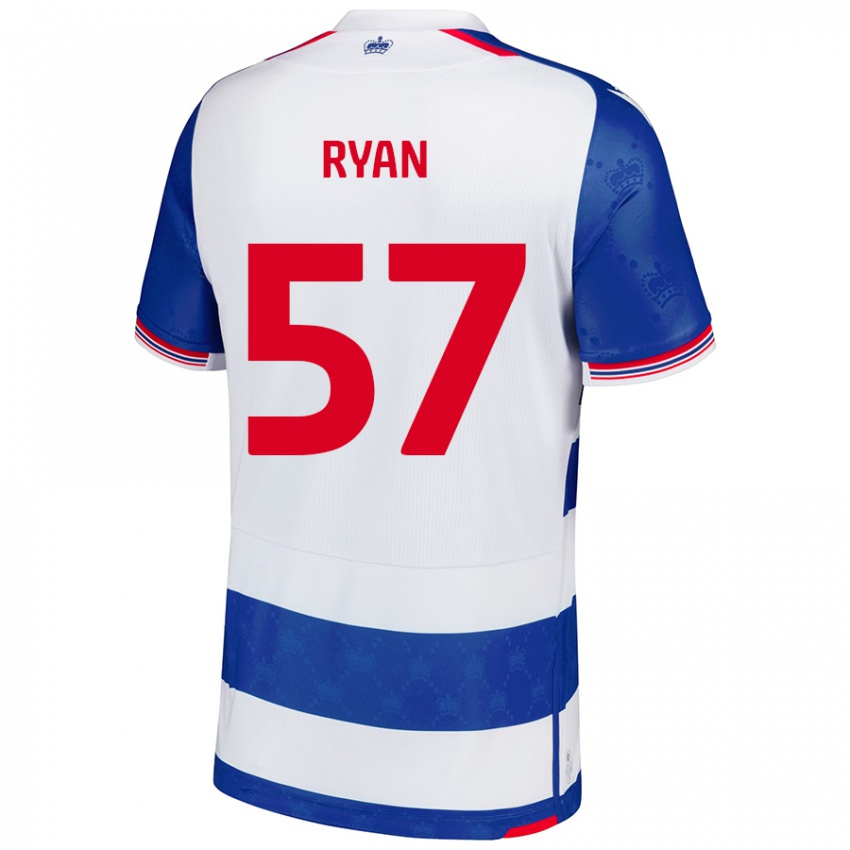 Niño Camiseta John Ryan #57 Azul Blanco 1ª Equipación 2024/25 La Camisa