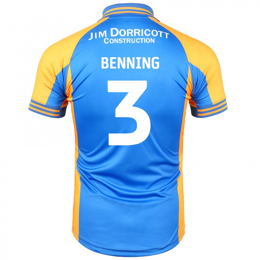 Niño Camiseta Mal Benning #3 Azul Ámbar 1ª Equipación 2024/25 La Camisa