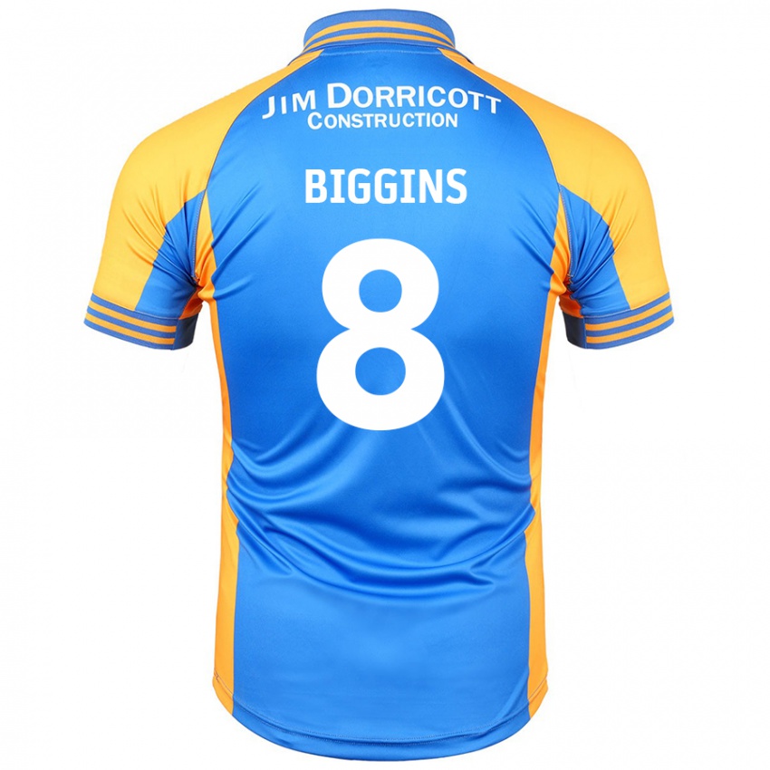 Niño Camiseta Harrison Biggins #8 Azul Ámbar 1ª Equipación 2024/25 La Camisa