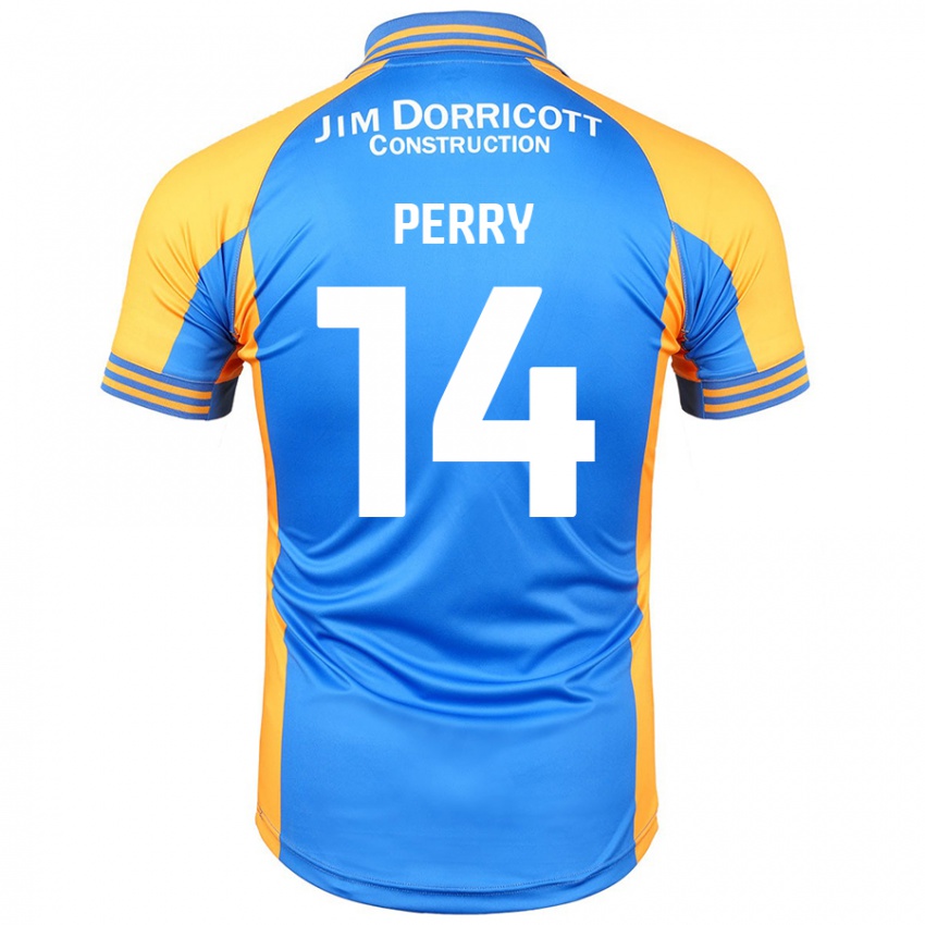 Niño Camiseta Taylor Perry #14 Azul Ámbar 1ª Equipación 2024/25 La Camisa