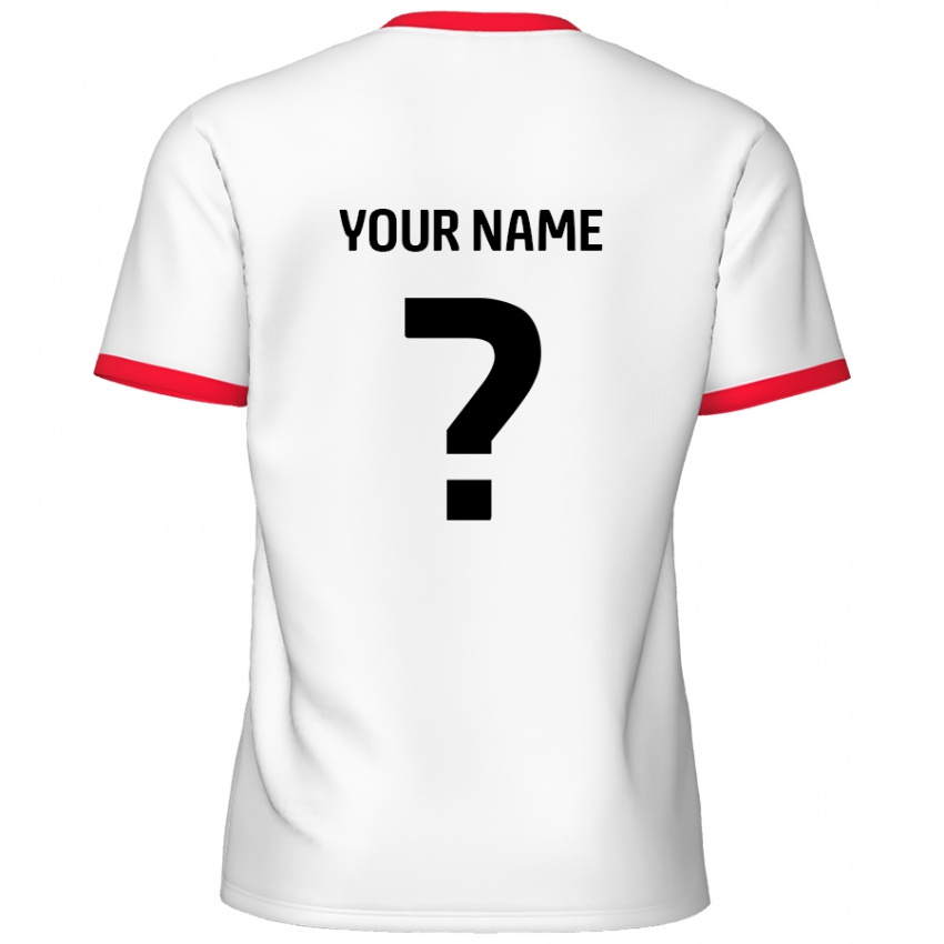 Niño Camiseta Su Nombre #0 Blanco Rojo 1ª Equipación 2024/25 La Camisa