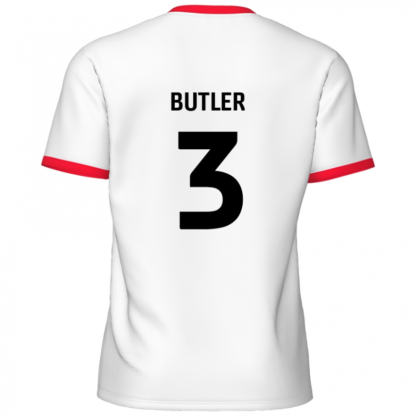 Niño Camiseta Dan Butler #3 Blanco Rojo 1ª Equipación 2024/25 La Camisa