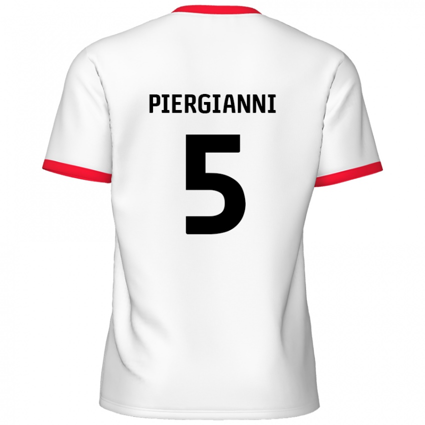 Niño Camiseta Carl Piergianni #5 Blanco Rojo 1ª Equipación 2024/25 La Camisa