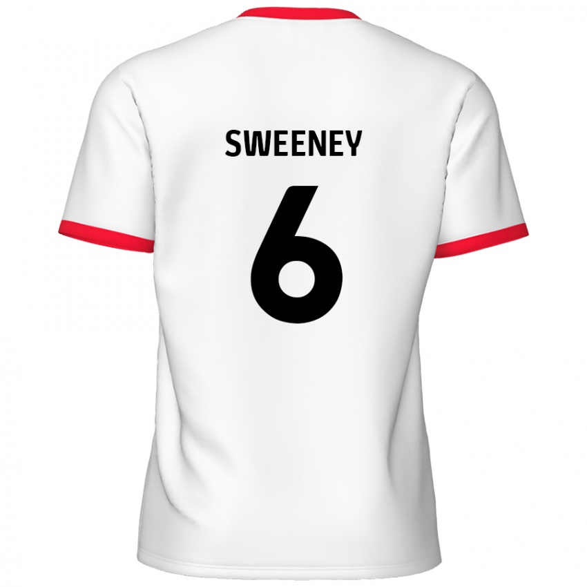 Niño Camiseta Dan Sweeney #6 Blanco Rojo 1ª Equipación 2024/25 La Camisa