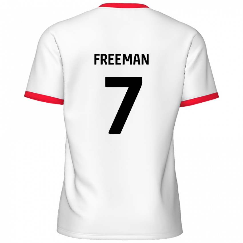 Niño Camiseta Nick Freeman #7 Blanco Rojo 1ª Equipación 2024/25 La Camisa