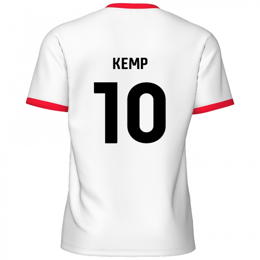 Niño Camiseta Dan Kemp #10 Blanco Rojo 1ª Equipación 2024/25 La Camisa