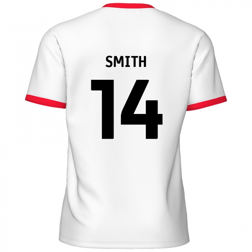 Niño Camiseta Kane Smith #14 Blanco Rojo 1ª Equipación 2024/25 La Camisa