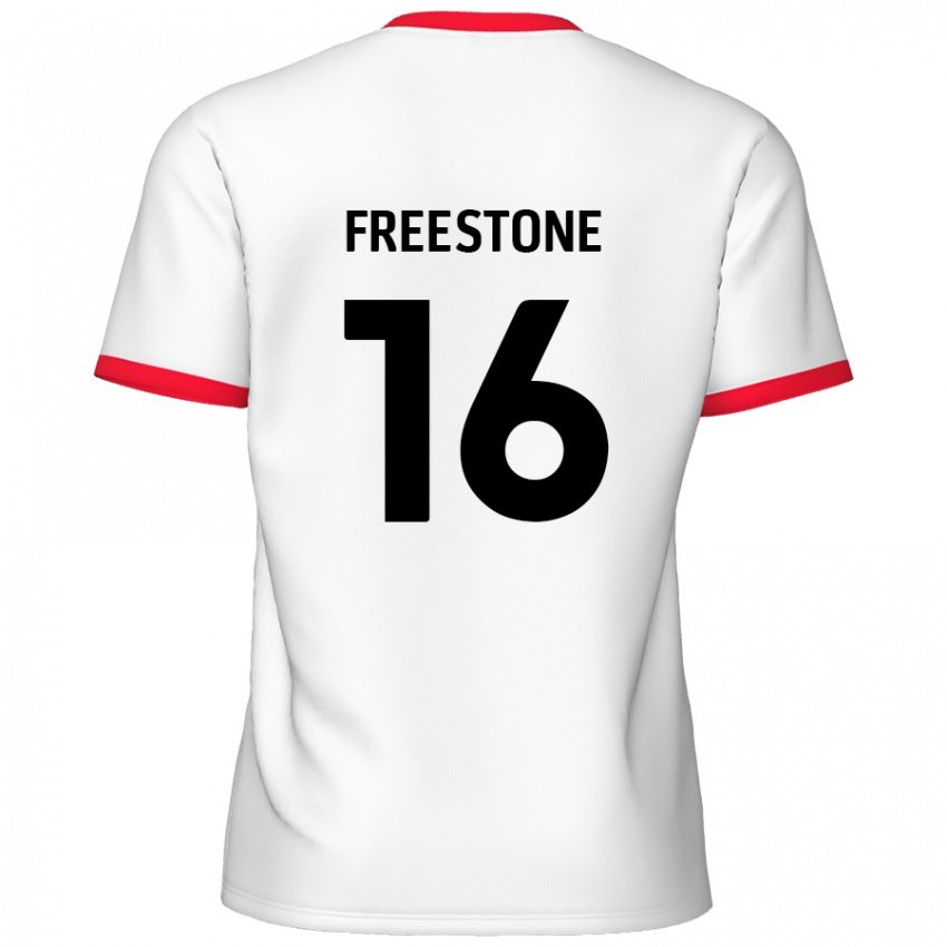 Niño Camiseta Lewis Freestone #16 Blanco Rojo 1ª Equipación 2024/25 La Camisa