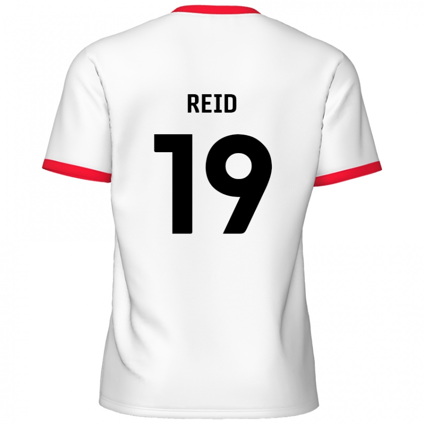 Niño Camiseta Jamie Reid #19 Blanco Rojo 1ª Equipación 2024/25 La Camisa