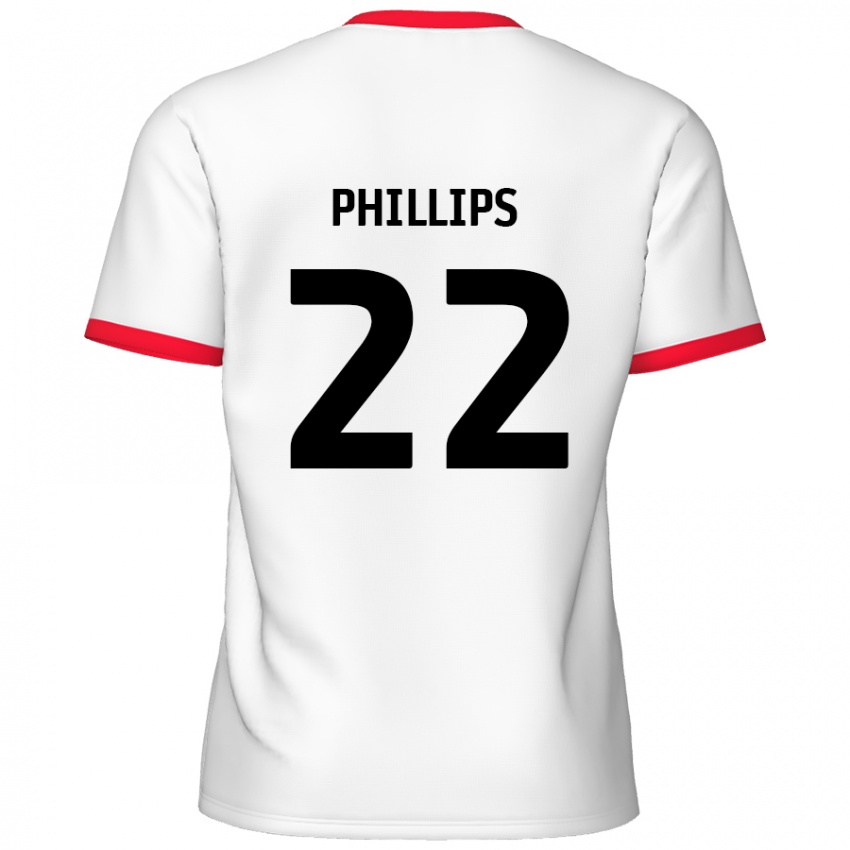 Niño Camiseta Daniel Phillips #22 Blanco Rojo 1ª Equipación 2024/25 La Camisa