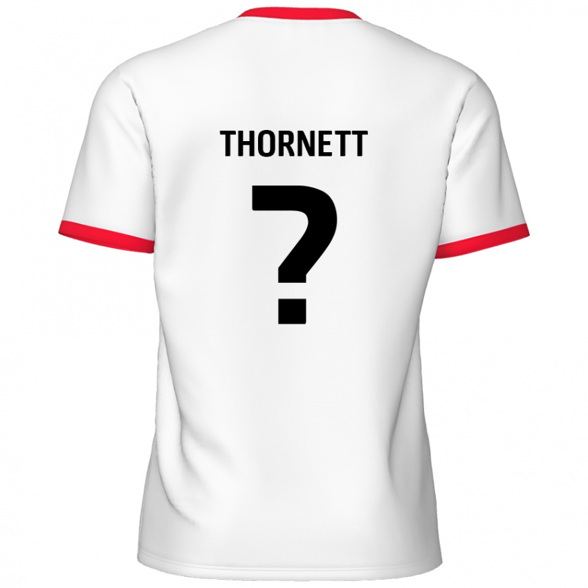 Niño Camiseta Alfie Thornett #0 Blanco Rojo 1ª Equipación 2024/25 La Camisa